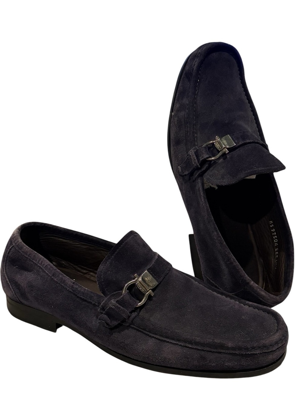 Salvatore Ferragamo - Men's Adam Navy Suede Loafer. Gancini, Shoes. Size 10.5